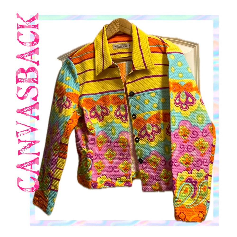 💓 Beautiful Boutique Look CANVASBACK JACKET ITS NEW NEVER WORN MULTICOLORED SZ 8 - Picture 2 of 11